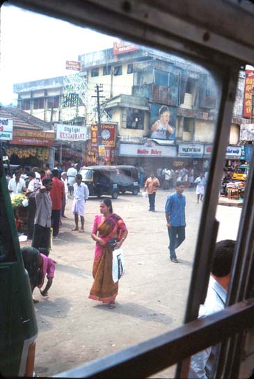 Kerala Town scene from bus
