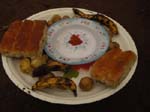 ... potatis, br�d, banan, stark s�s