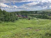 We hike up the ski slope ...